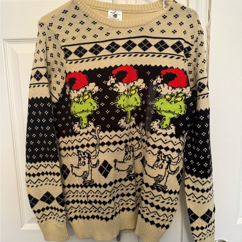 Boys Biscotti Festive Beige and Black Sweater